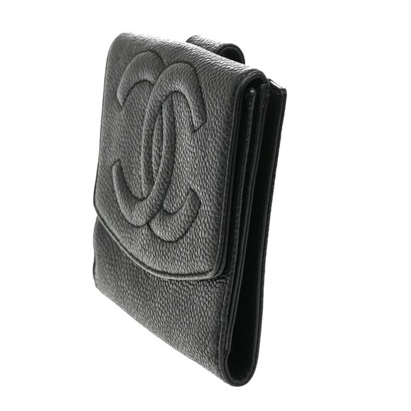 CHANEL CC Logo Compact Wallet Grained Calfskin Leather Black Vintage - Picture 5 of 16